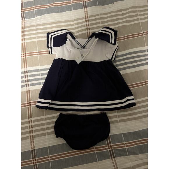 Rocks Bye Baby Sailor Dress Bloomers Set Navy Blue Nautical Size 0-3 Months - Picture 2 of 3